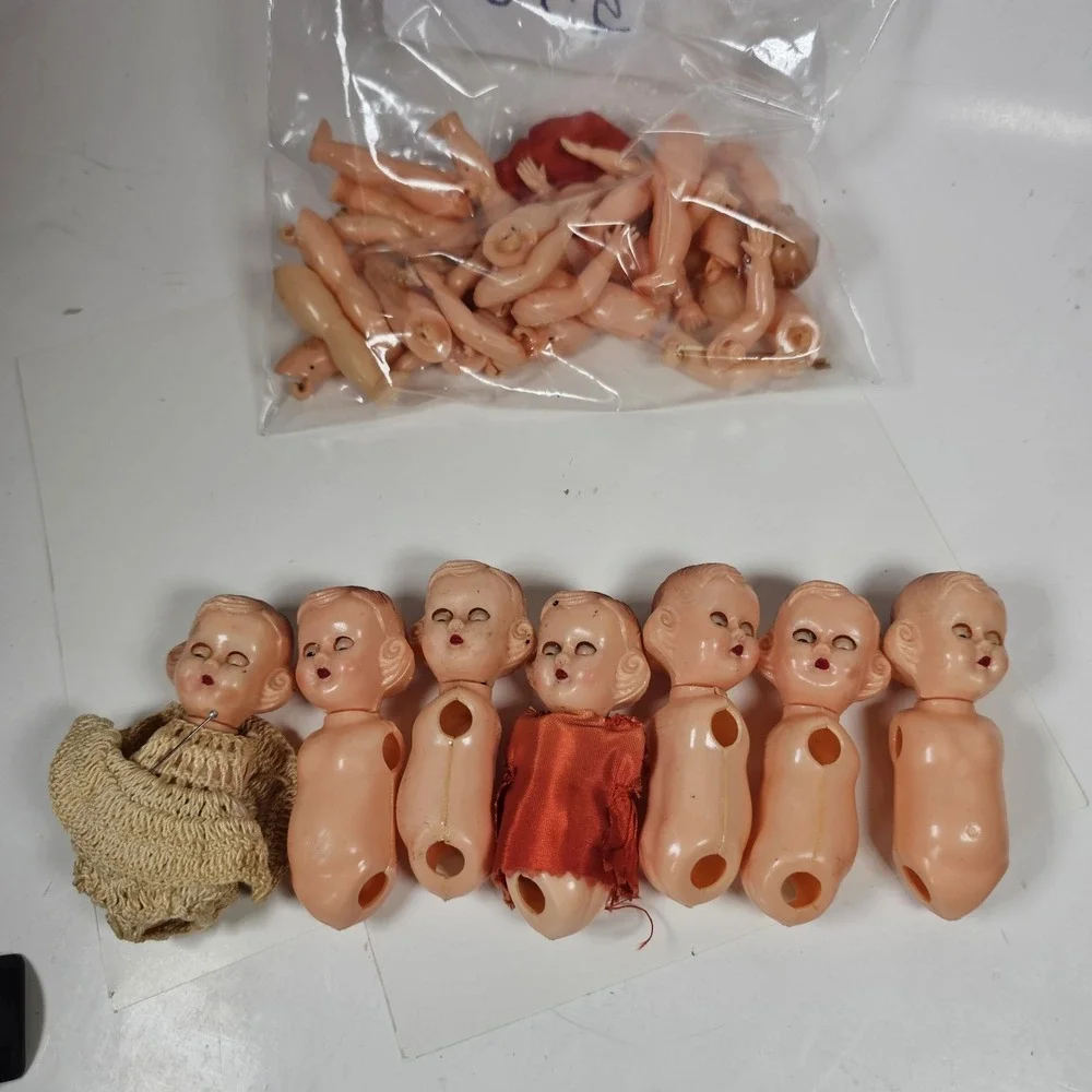 Vintage Hard Plastic Jointed‎ Dollhouse Doll Made in Hong Kong - Sleepy Eyes Lot